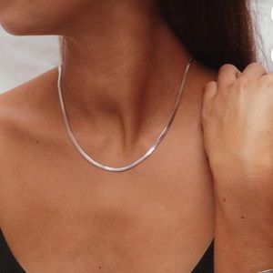 NEW free people Minimalist chain arrowstack herringbone necklace silver jewelry